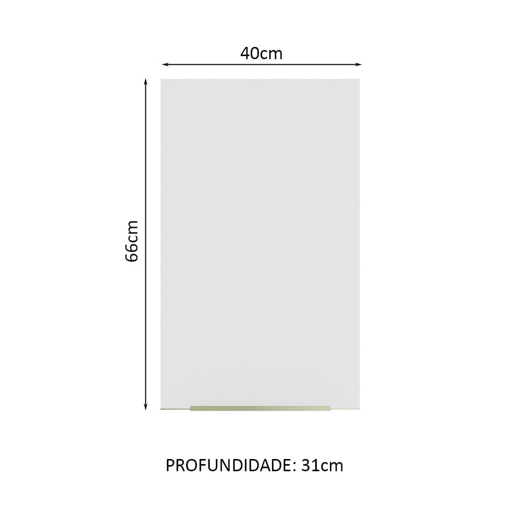 Armário Aéreo Madesa Lux 40 cm 1 Porta Branco/Branco Veludo - Branco/Branco Veludo