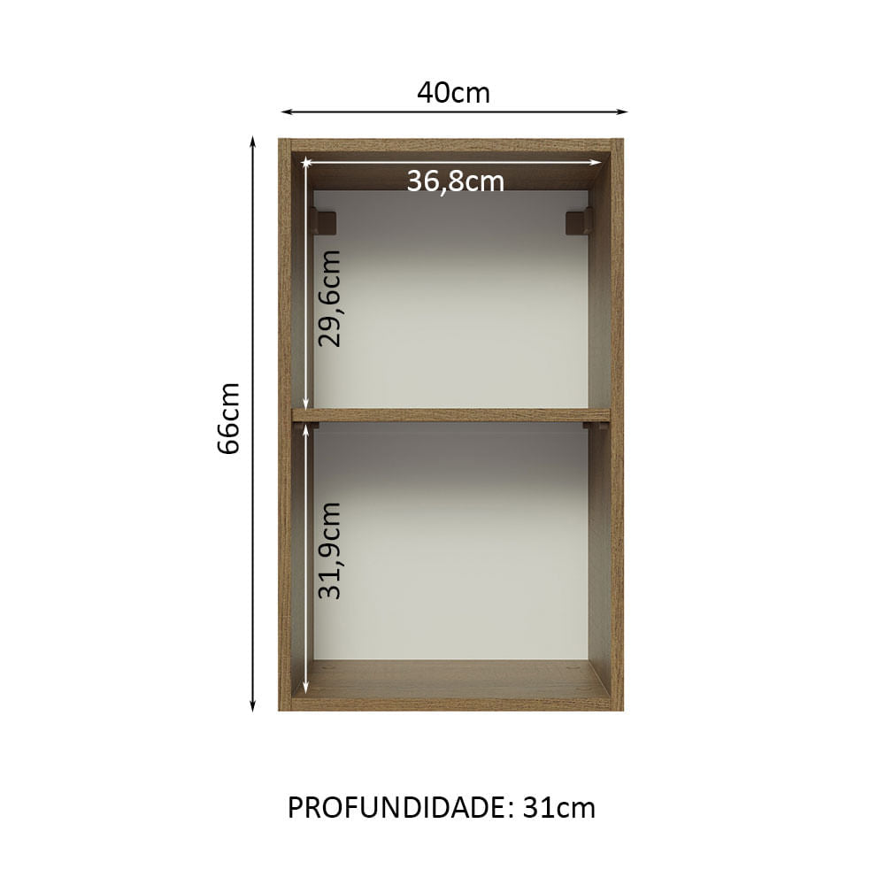 Armário Aéreo Madesa Lux 40 cm 1 Porta Rustic/Branco Veludo