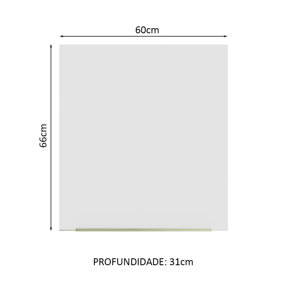 Armário Aéreo Madesa Lux 60 cm 1 Porta Branco/Branco Veludo - Branco/Branco Veludo