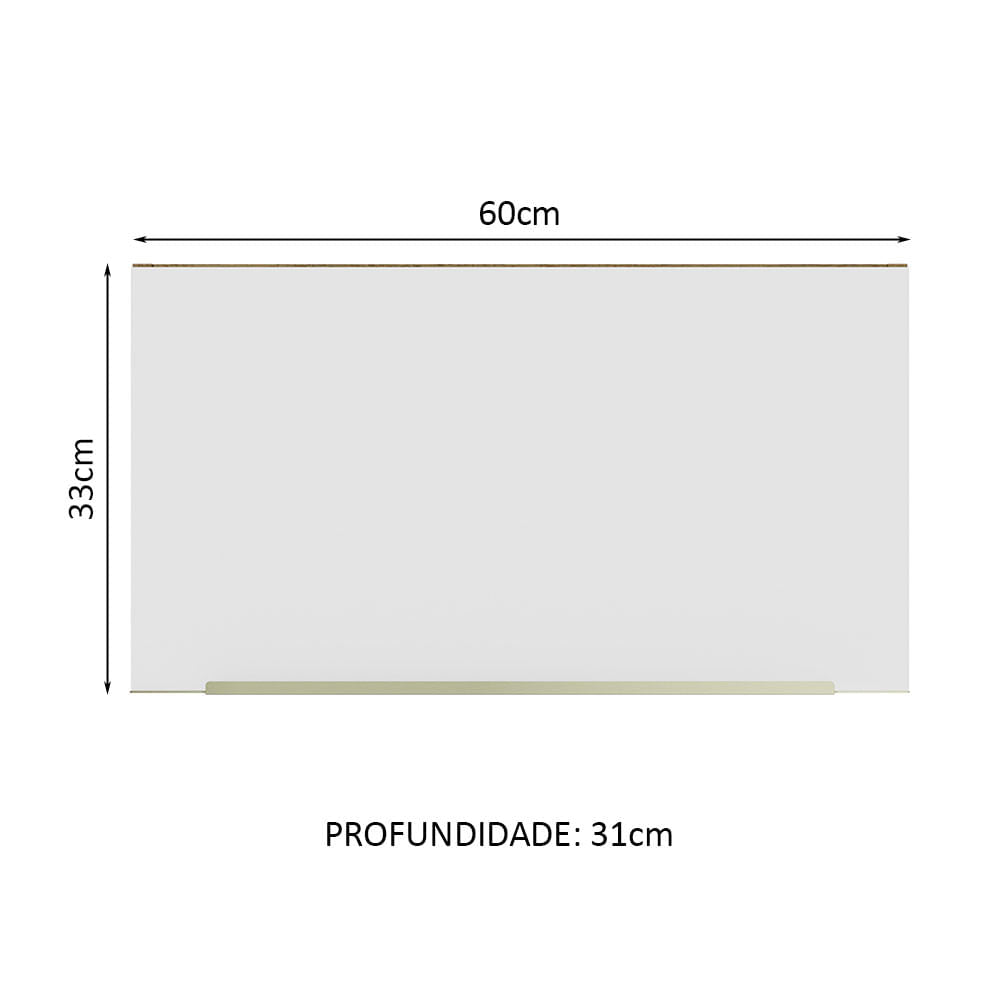 Armário Aéreo Madesa Lux 60 cm 1 Porta Basculante Rustic/Branco Veludo - Rustic/Branco Veludo