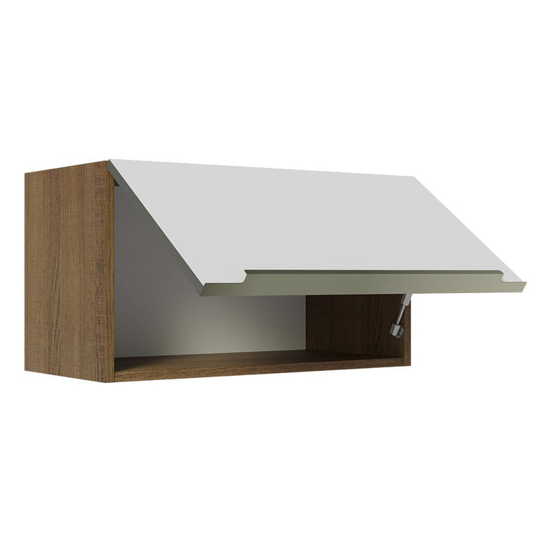 Armário Aéreo Madesa Lux 60 cm 1 Porta Basculante Rustic/Branco Veludo