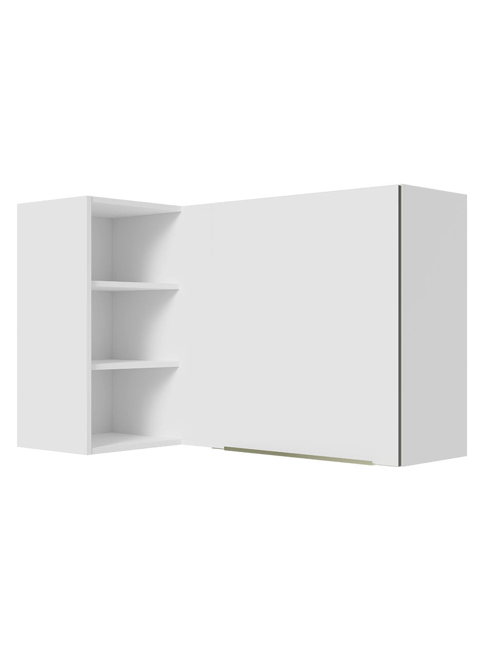 Armário Aéreo de Canto com Adega Acoplada Madesa Lux 1 Porta Branco/Branco Veludo - Branco/Branco Veludo