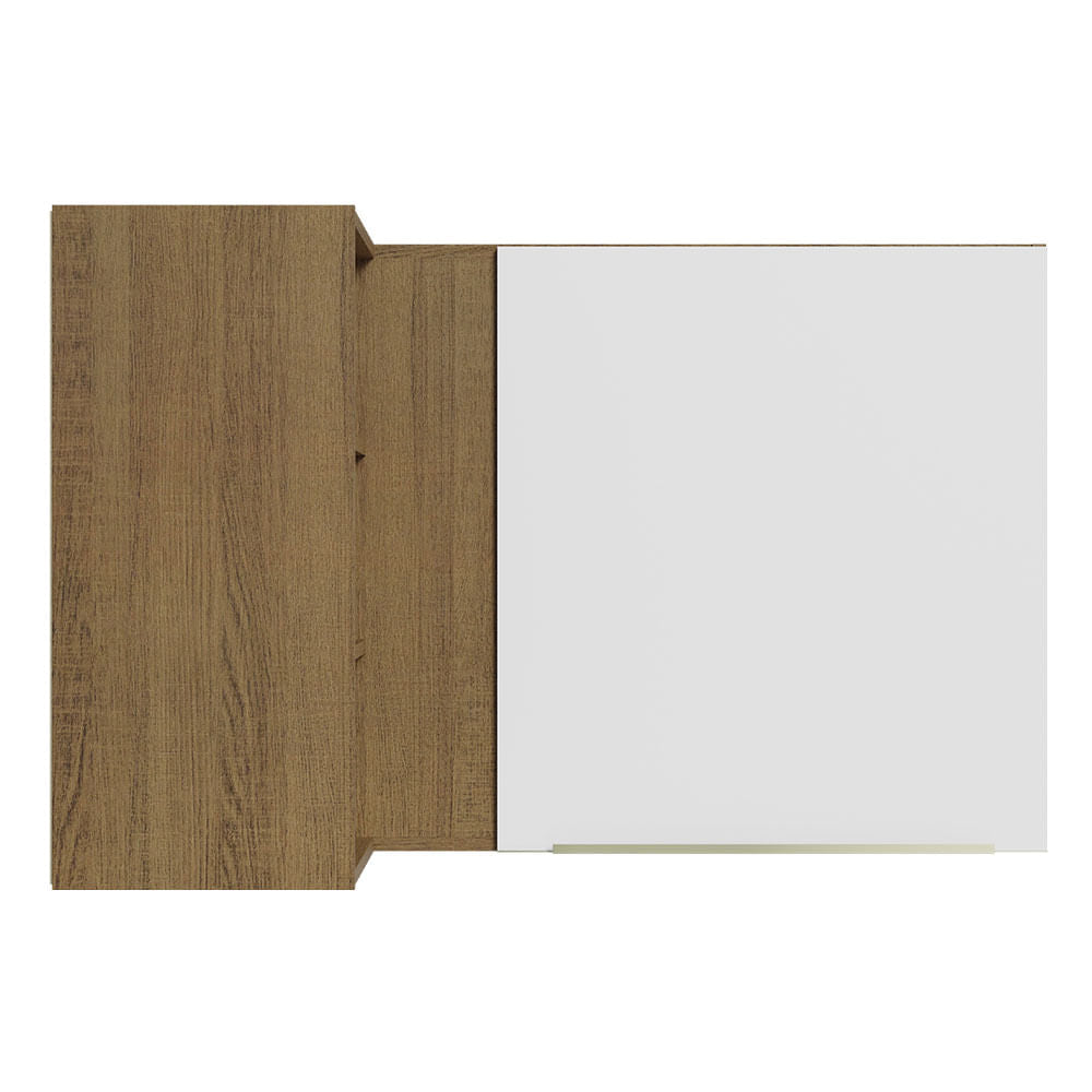 Armário Aéreo de Canto com Adega Acoplada Madesa Lux 1 Porta Rustic/Branco Veludo