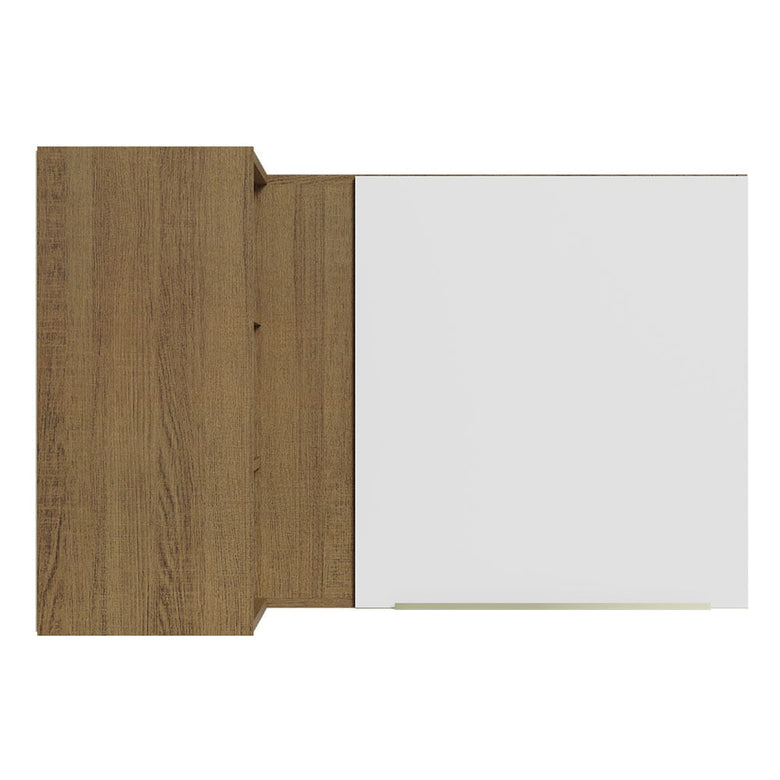 Armário Aéreo de Canto com Adega Acoplada Madesa Lux 1 Porta Rustic/Branco Veludo