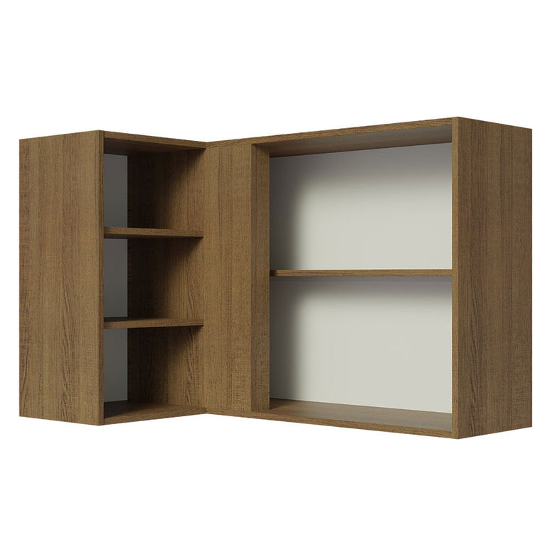 Armário Aéreo de Canto com Adega Acoplada Madesa Lux 1 Porta Rustic/Branco Veludo