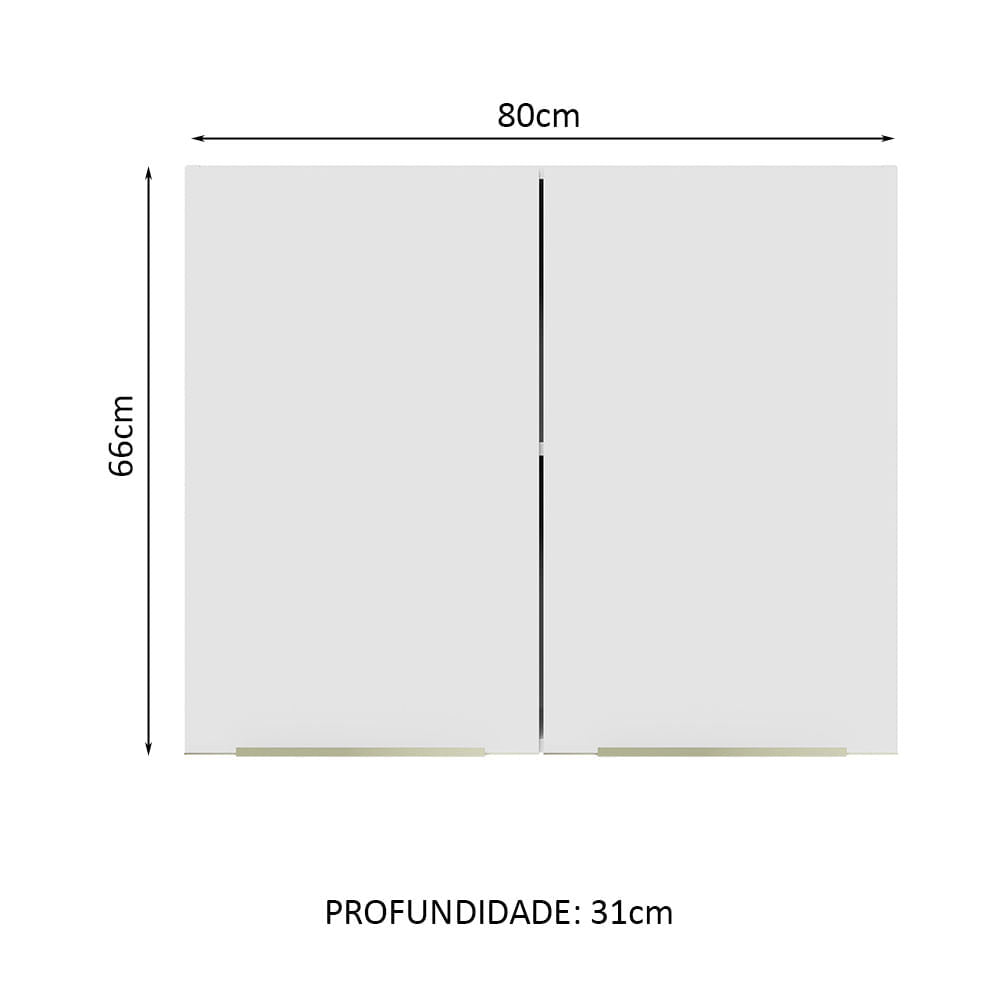 Armário Aéreo Madesa Lux 80 cm 2 Portas Branco/Branco Veludo