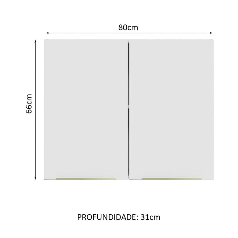 Armário Aéreo Madesa Lux 80 cm 2 Portas Branco/Branco Veludo