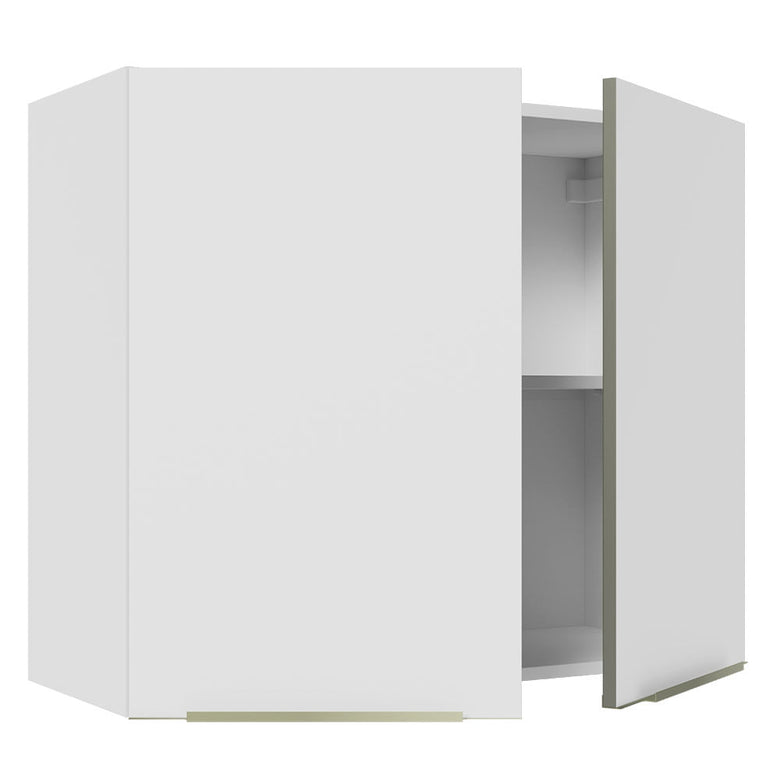 Armário Aéreo Madesa Lux 80 cm 2 Portas Branco/Branco Veludo
