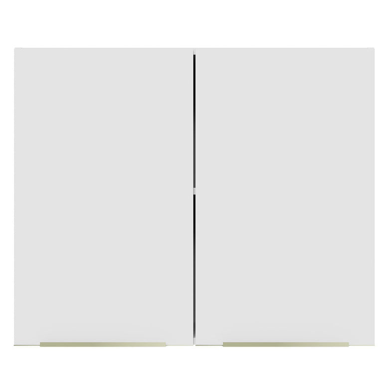 Armário Aéreo Madesa Lux 80 cm 2 Portas Branco/Branco Veludo