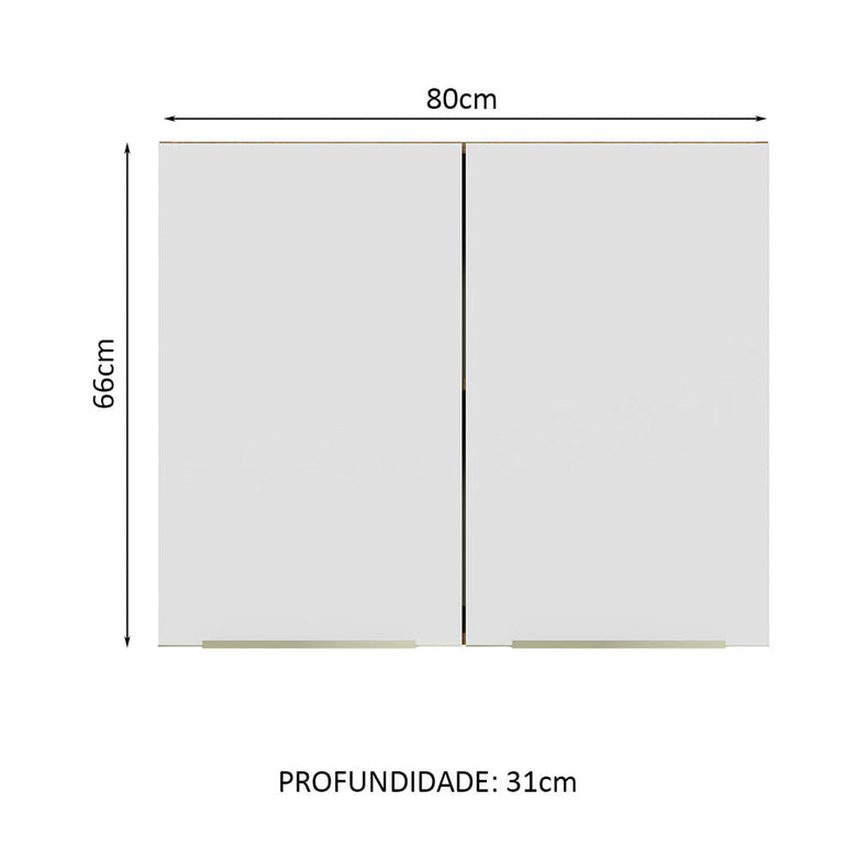 Armário Aéreo Madesa Lux 80 cm 2 Portas Rustic/Branco Veludo