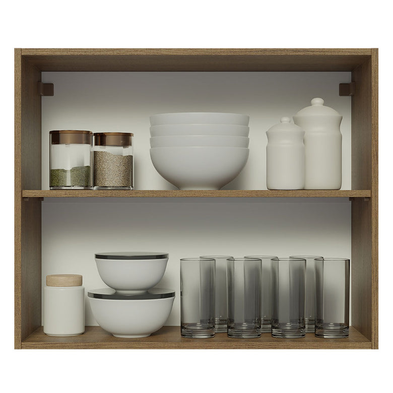 Armário Aéreo Madesa Lux 80 cm 2 Portas Rustic/Branco Veludo