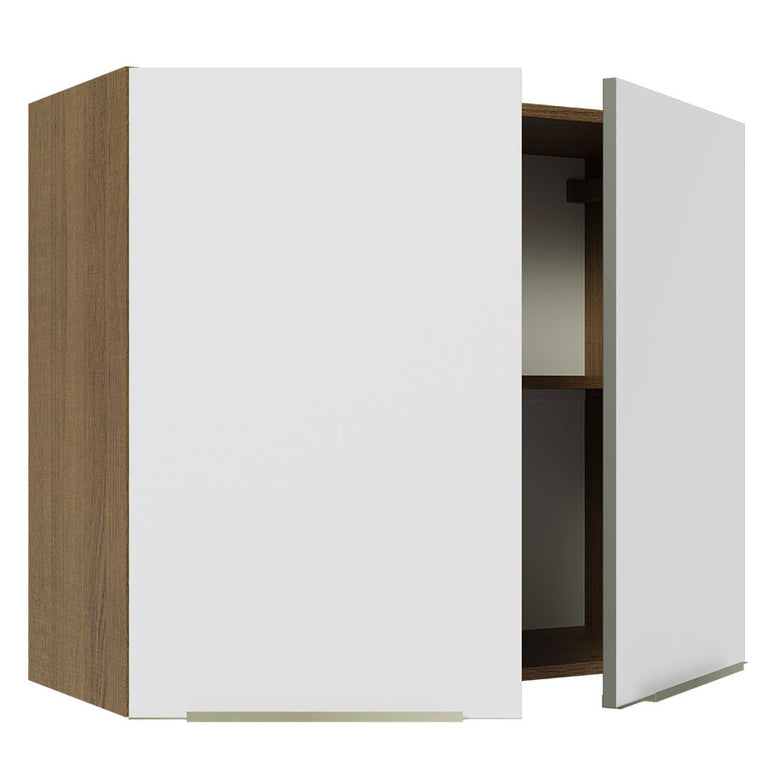 Armário Aéreo Madesa Lux 80 cm 2 Portas Rustic/Branco Veludo