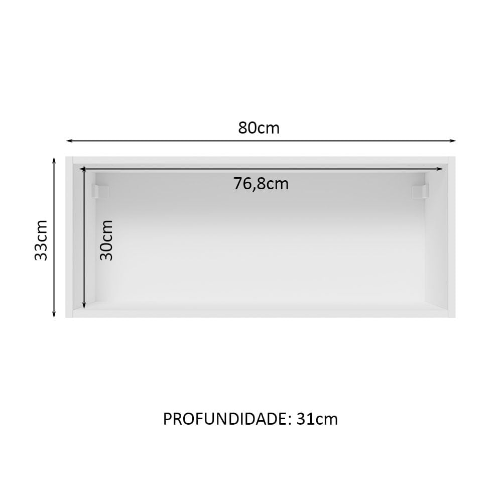 Armário Aéreo Madesa Lux 80 cm 1 Porta Basculante Branco/Branco Veludo