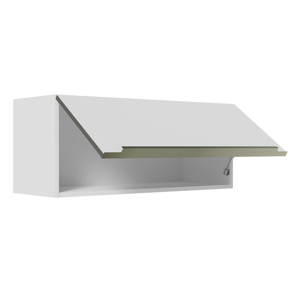 Armário Aéreo Madesa Lux 80 cm 1 Porta Basculante Branco/Branco Veludo