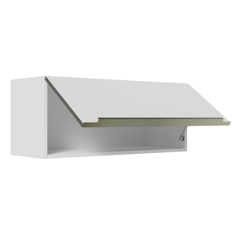 Armário Aéreo Madesa Lux 80 cm 1 Porta Basculante Branco/Branco Veludo