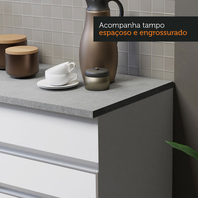 Armário de Cozinha Compacta 150cm Branco Glamy Madesa 01
