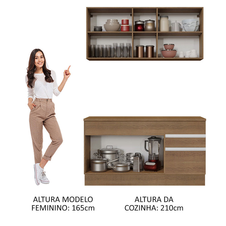 Armário de Cozinha Compacta 150cm Rustic Glamy Madesa 01