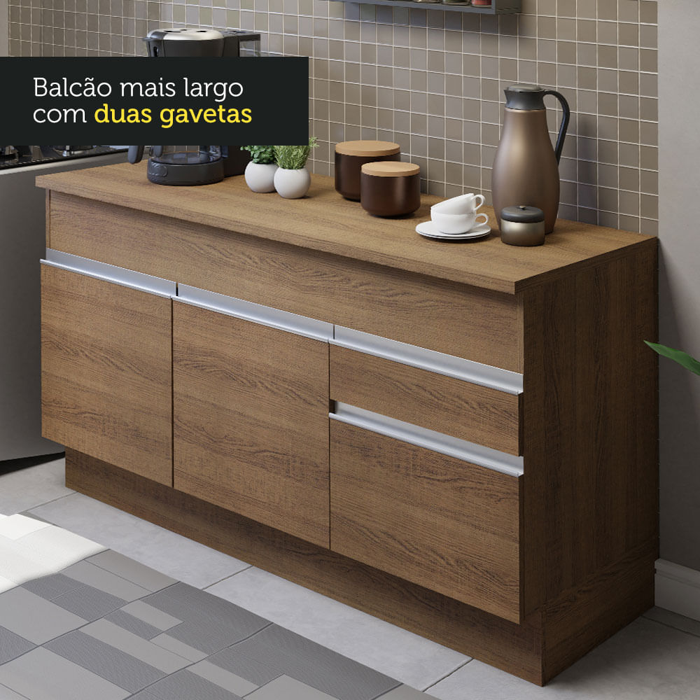 Armário de Cozinha Compacta 150cm Rustic Glamy Madesa 01