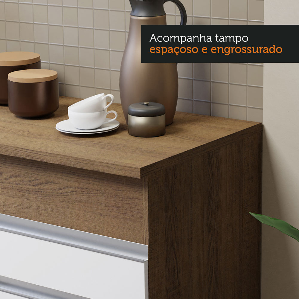 Armário de Cozinha Compacta 150cm Rustic/Branco Glamy Madesa 01