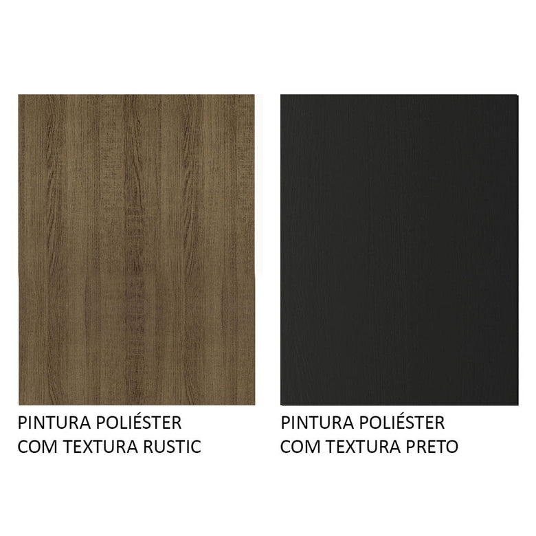 Armário de Cozinha Compacta 150cm Rustic/Preto Glamy Madesa 01