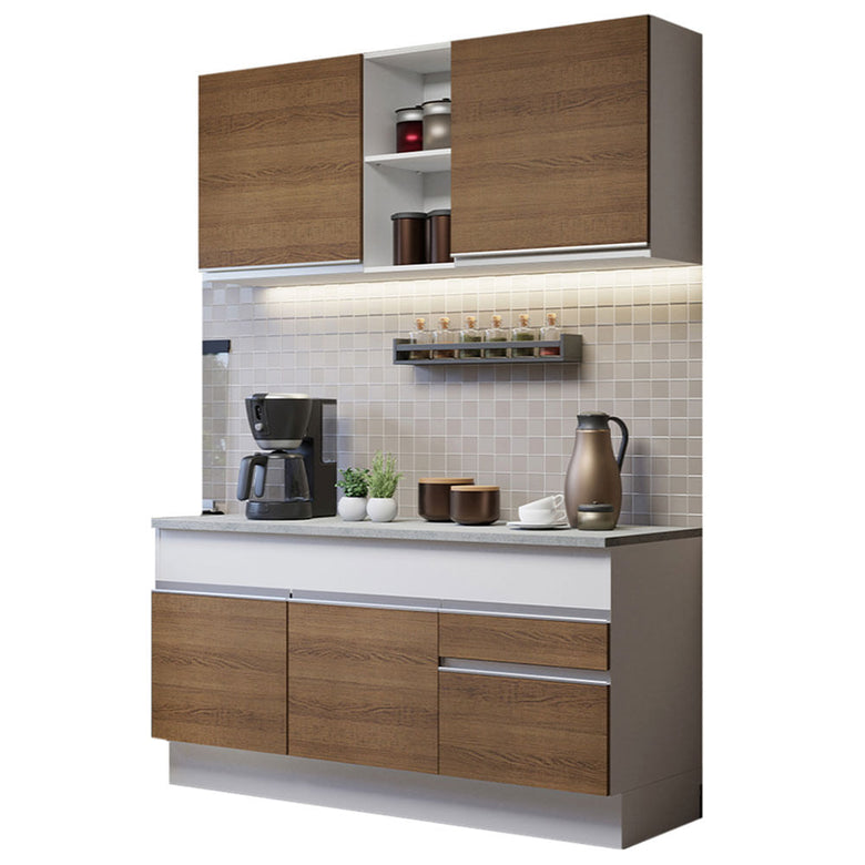 Armário de Cozinha Compacta 150cm Branco/Rustic Glamy Madesa 01