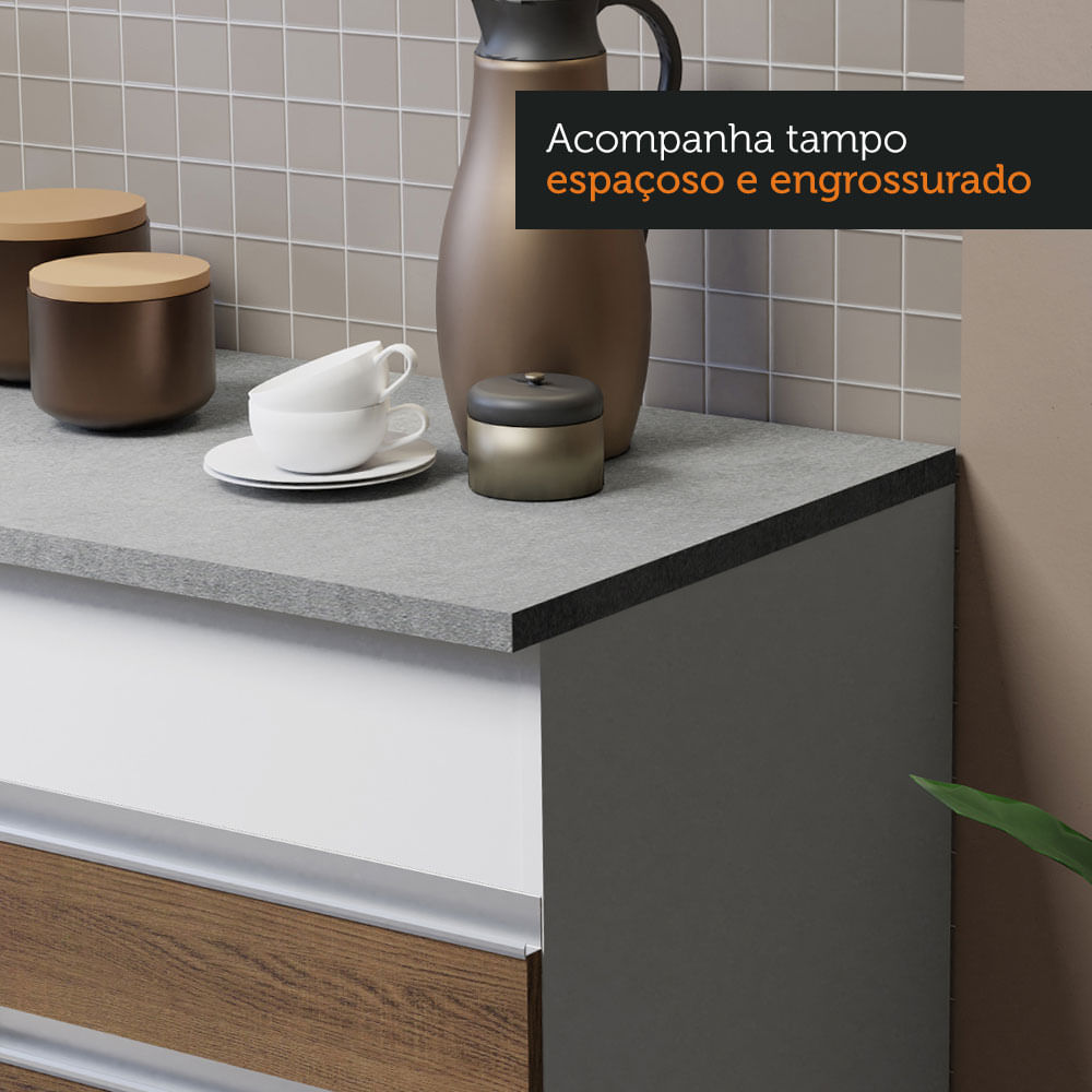 Armário de Cozinha Compacta 150cm Branco/Rustic Glamy Madesa 01