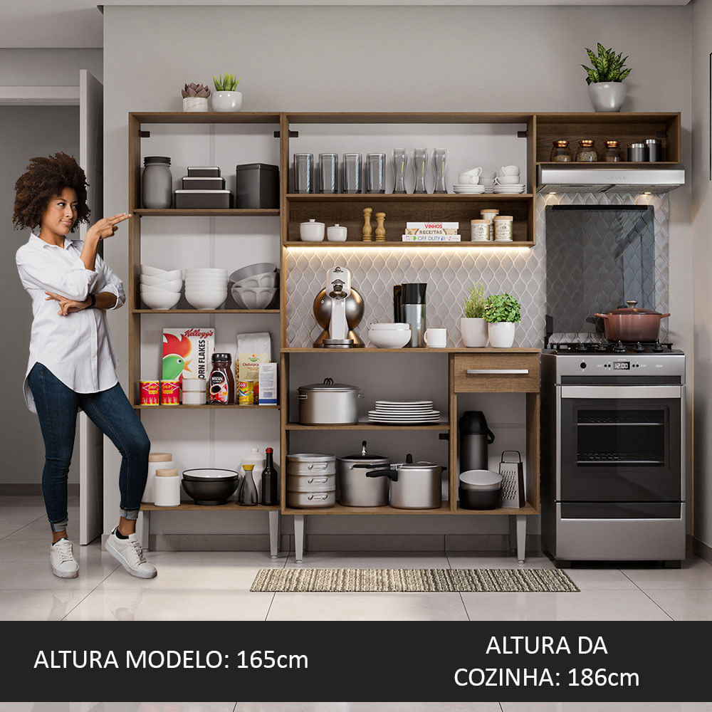 Armário de Cozinha Compacta Rustic/Preto Emilly Top Madesa