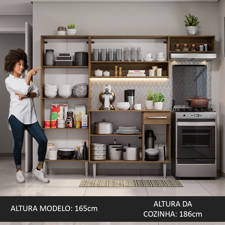 Armário de Cozinha Compacta Rustic/Preto Emilly Top Madesa
