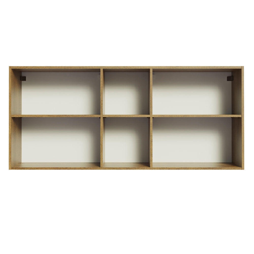 Armário Aéreo Madesa Agata 150 cm 2 Portas e 2 Nichos Rustic/Cinza