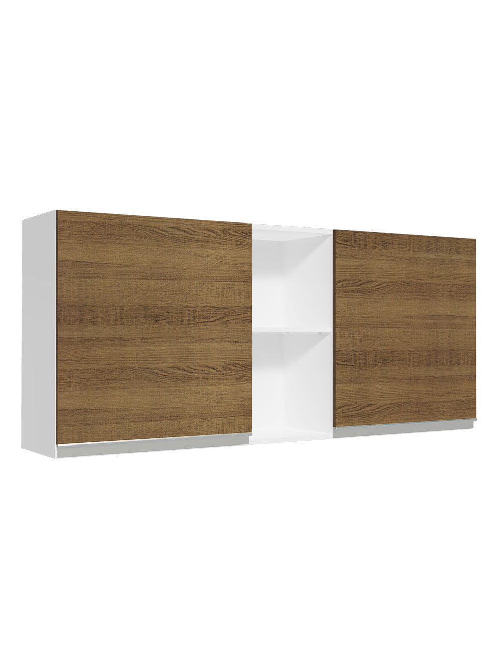 Armário Aéreo Madesa Glamy 150 cm 2 Portas e 2 Nichos Branco/Rustic - Branco/Rustic