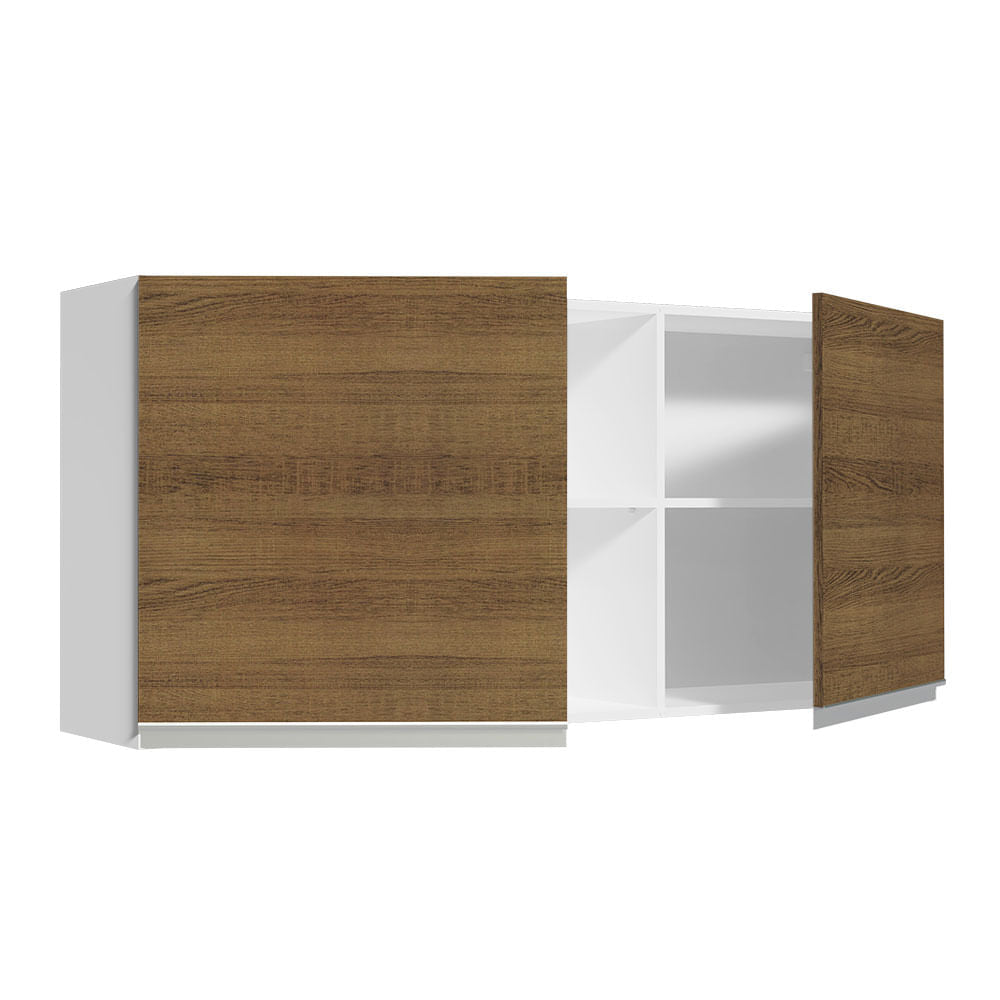 Armário Aéreo Madesa Glamy 150 cm 2 Portas e 2 Nichos Branco/Rustic
