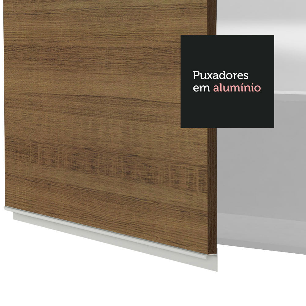 Armário Aéreo Madesa Glamy 150 cm 2 Portas e 2 Nichos Branco/Rustic