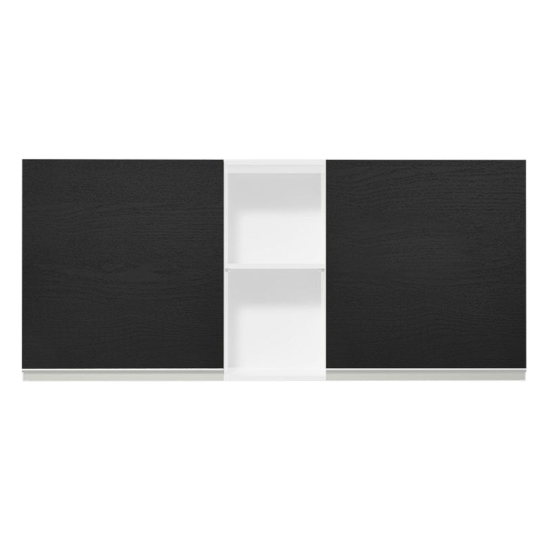 Armário Aéreo Madesa Glamy 150 cm 2 Portas e 2 Nichos Branco/Preto