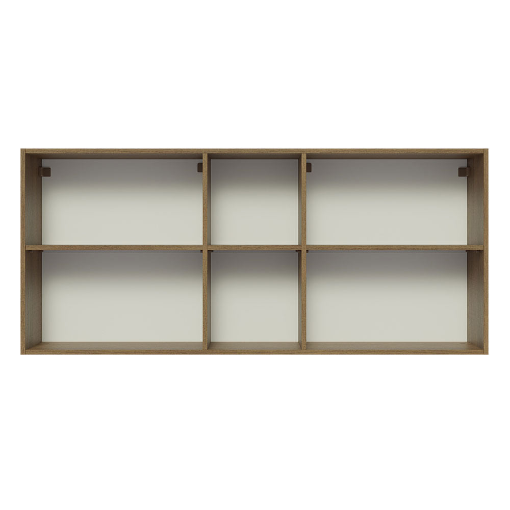 Armário Aéreo Madesa Glamy 150 cm 2 Portas e 2 Nichos Rustic/Branco