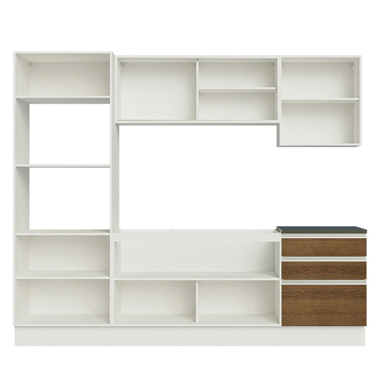 Armário de Cozinha Completa 100% MDF 250cm Branco/Rustic Acordes Madesa 01