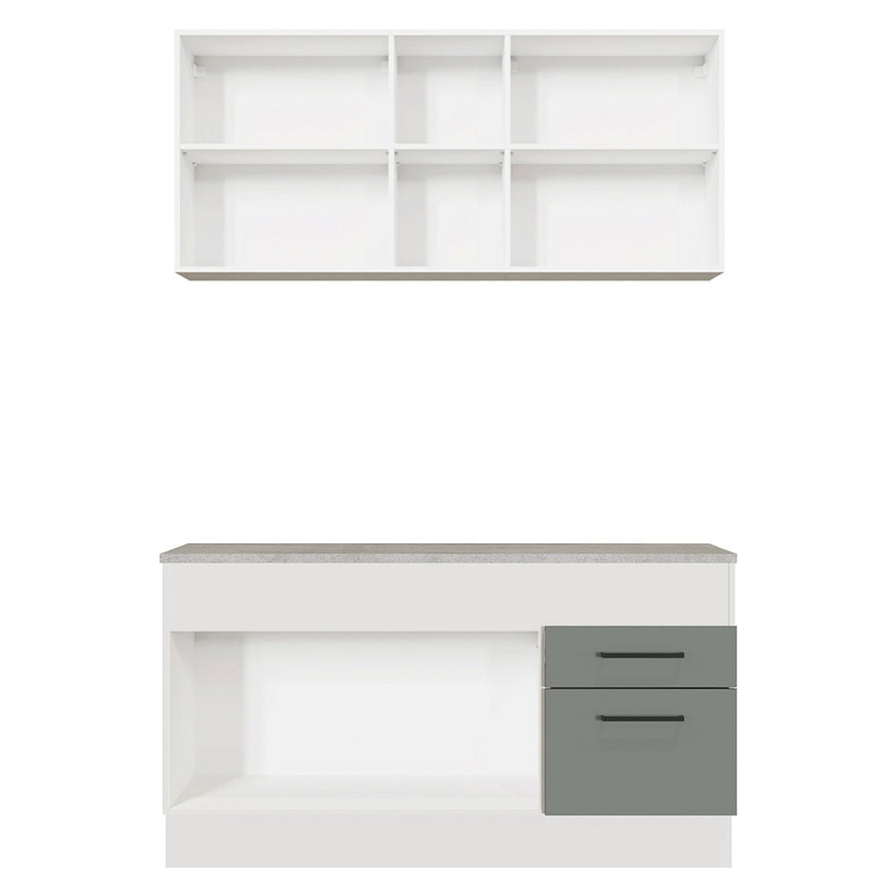 Armário de Cozinha Compacta 150cm Branco/Cinza Agata Madesa 01