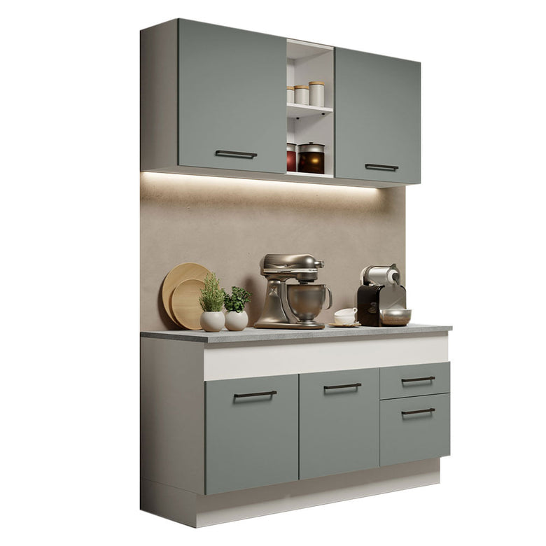 Armário de Cozinha Compacta 150cm Branco/Cinza Agata Madesa 01