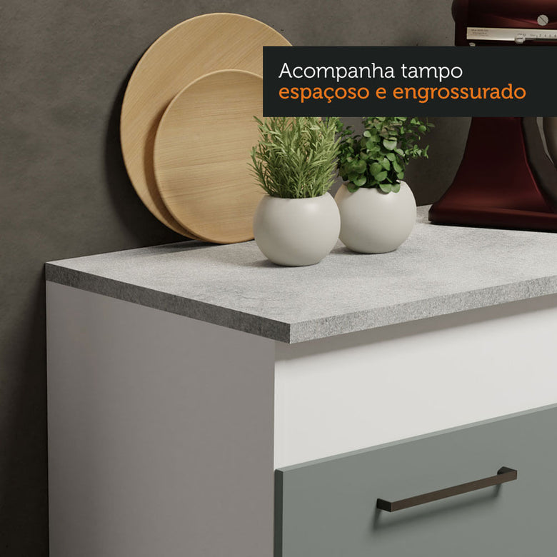 Armário de Cozinha Compacta 150cm Branco/Cinza Agata Madesa 01