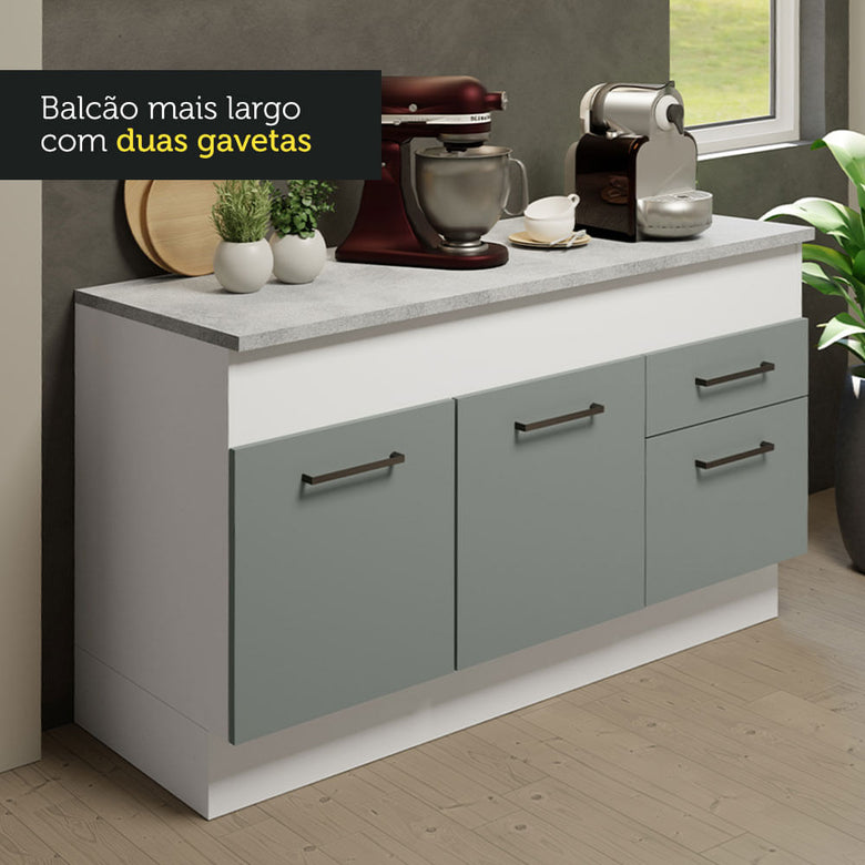 Armário de Cozinha Compacta 150cm Branco/Cinza Agata Madesa 01