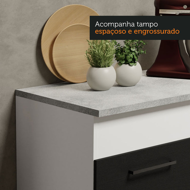 Armário de Cozinha Compacta 150cm Branco/Preto Agata Madesa 01