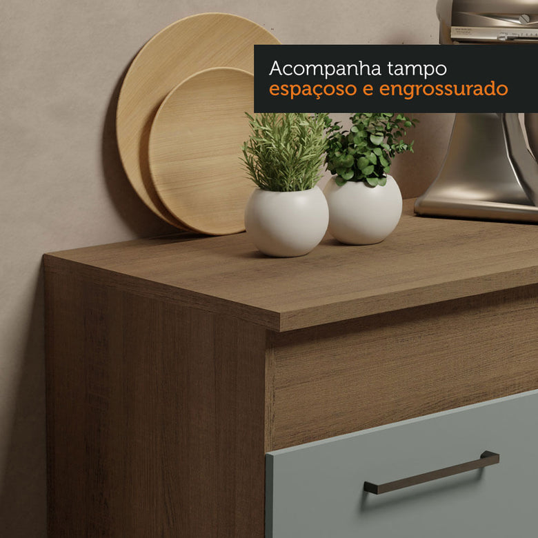 Armário de Cozinha Compacta 150cm Rustic/Cinza Agata Madesa 01