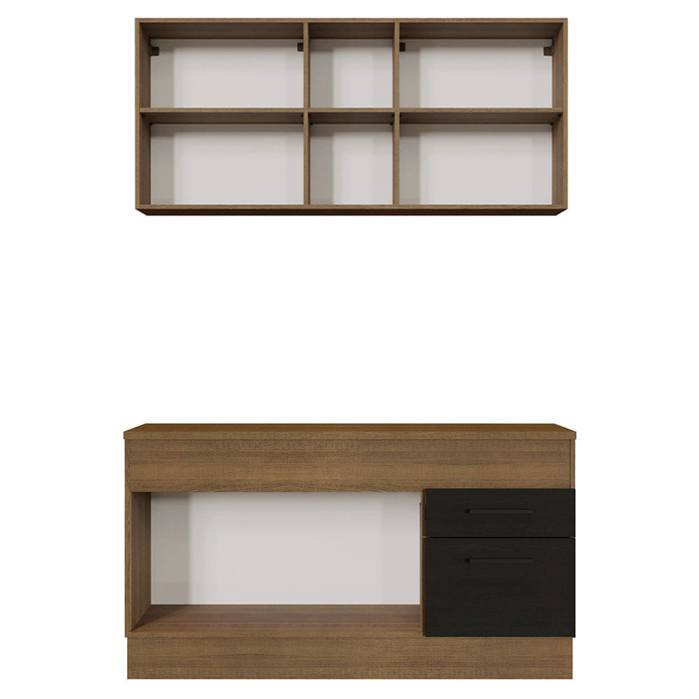 Armário de Cozinha Compacta 150cm Rustic/Preto Agata Madesa 01