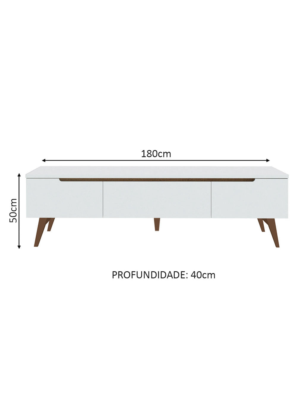 Rack Retrô Madesa Reims Branco para TV até 75 Polegadas Pés de Madeira