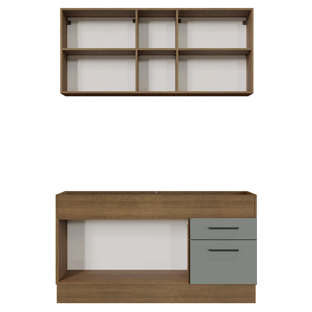 Armário de Cozinha Compacta 150cm Rustic/Cinza Agata Madesa 02