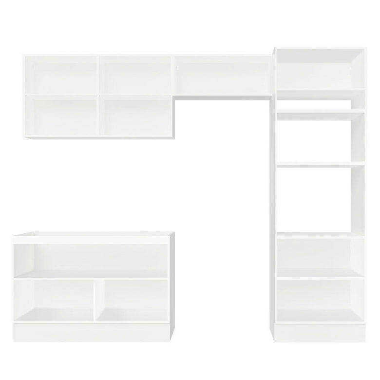 Armário de Cozinha Completa 270cm Branco Cinza Lux Madesa 01