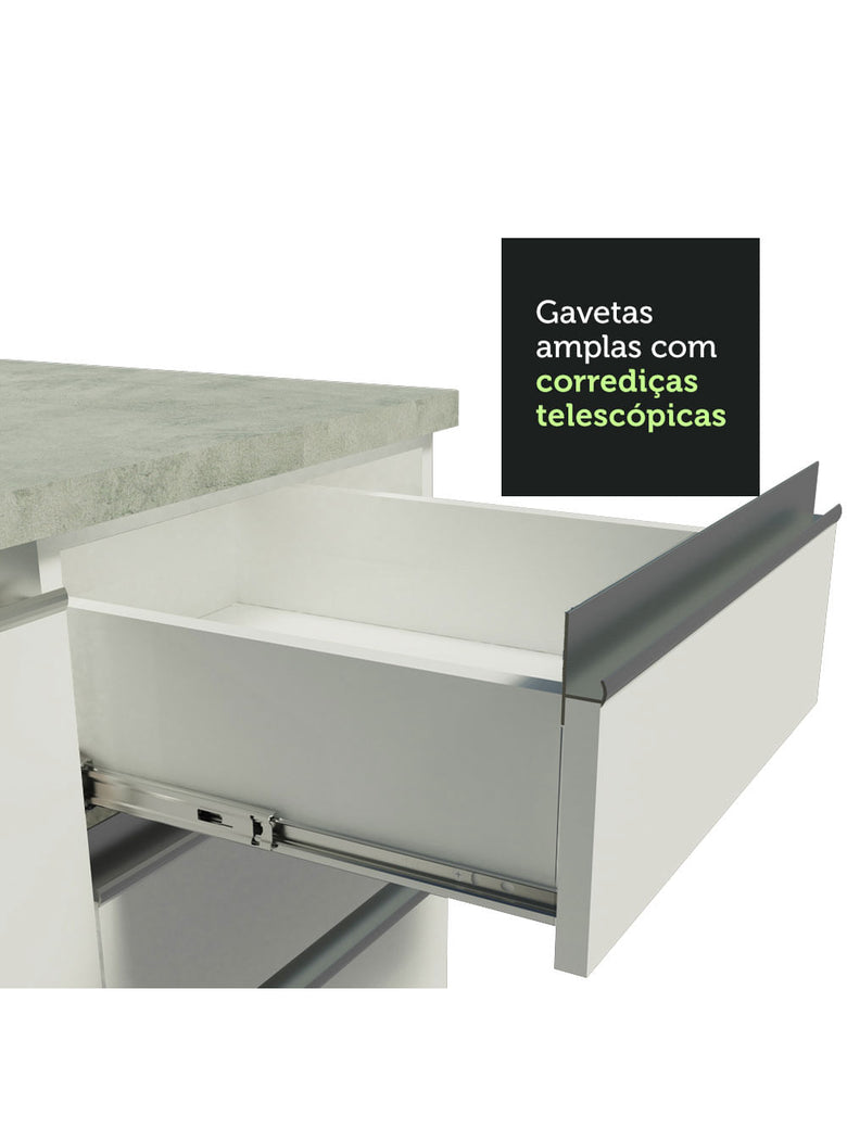 Armário de Cozinha Completa 290cm Branco/Branco/Crema Vicenza Madesa 01