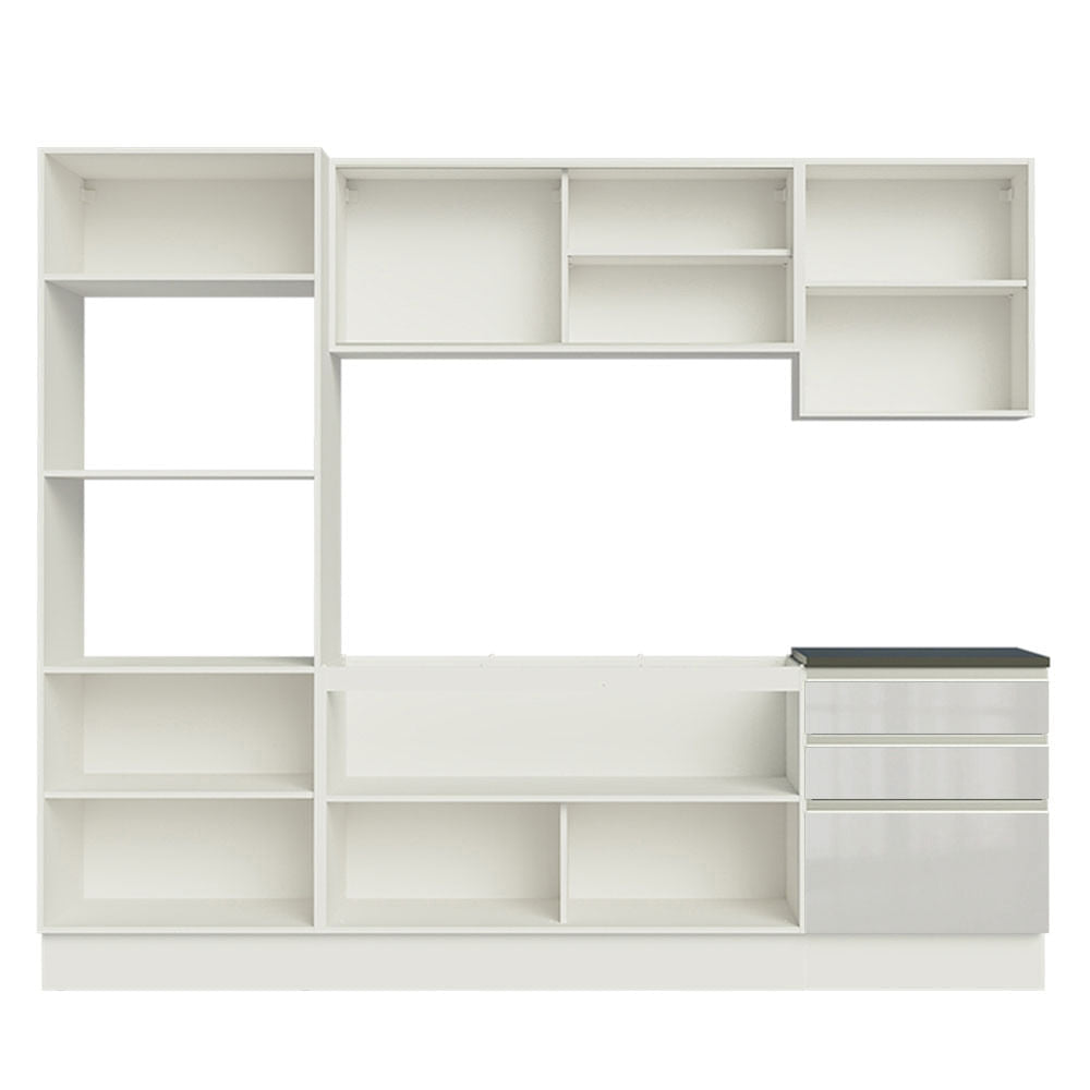 Armário de Cozinha Completa 100% MDF 250cm Frentes Branco Brilho Acordes Madesa XA01