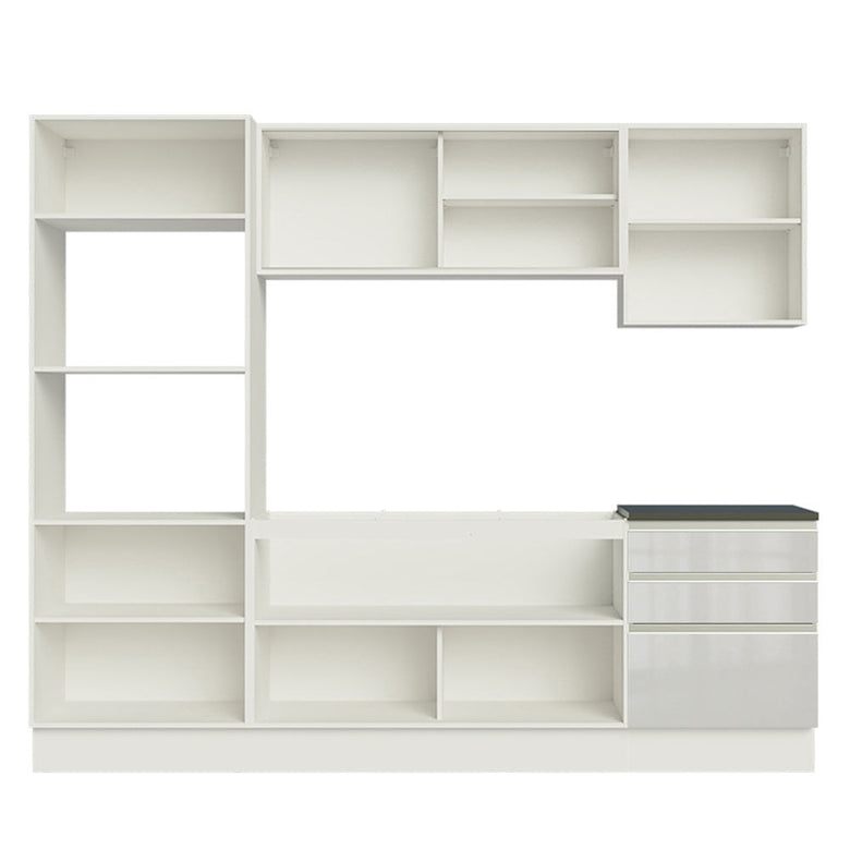 Armário de Cozinha Completa 100% MDF 250cm Frentes Branco Brilho Acordes Madesa XA01