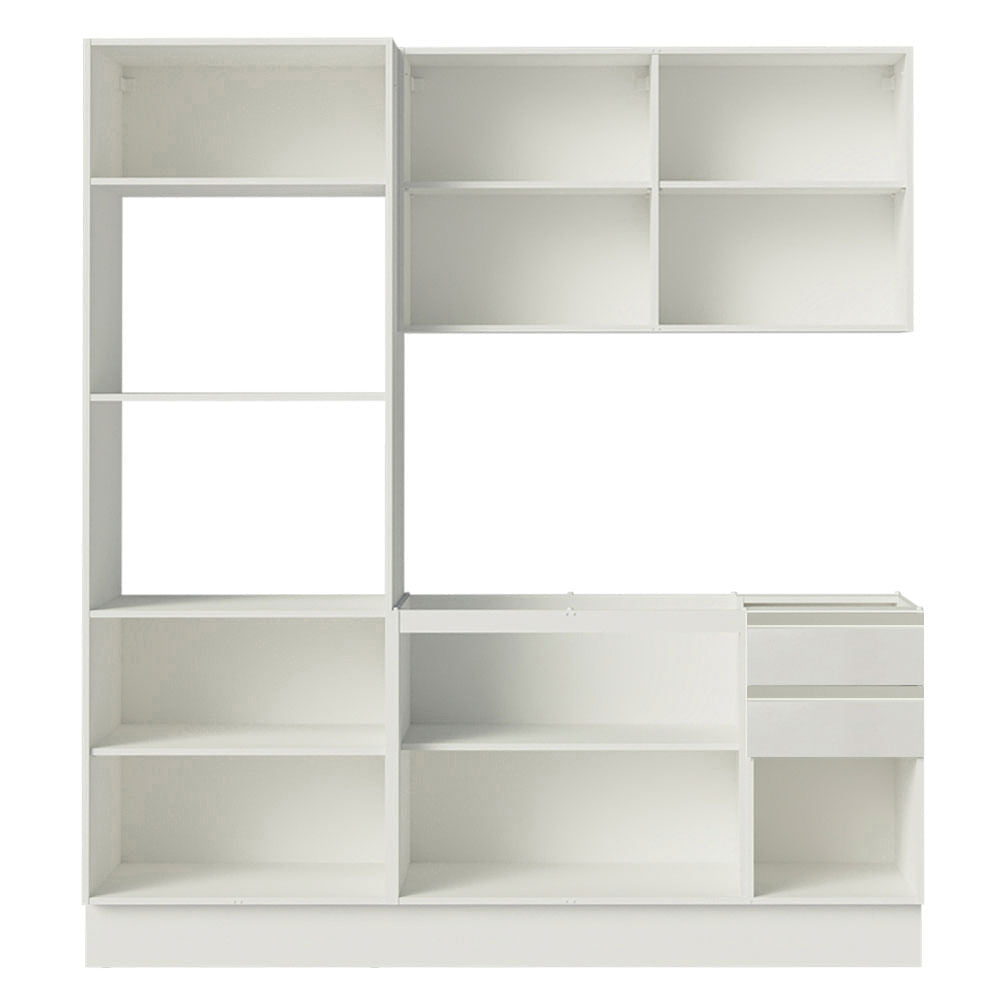 Armário de Cozinha Compacta 100% MDF Madesa Acordes XB190001 com Balcão e Torre Portas Branco Brilho