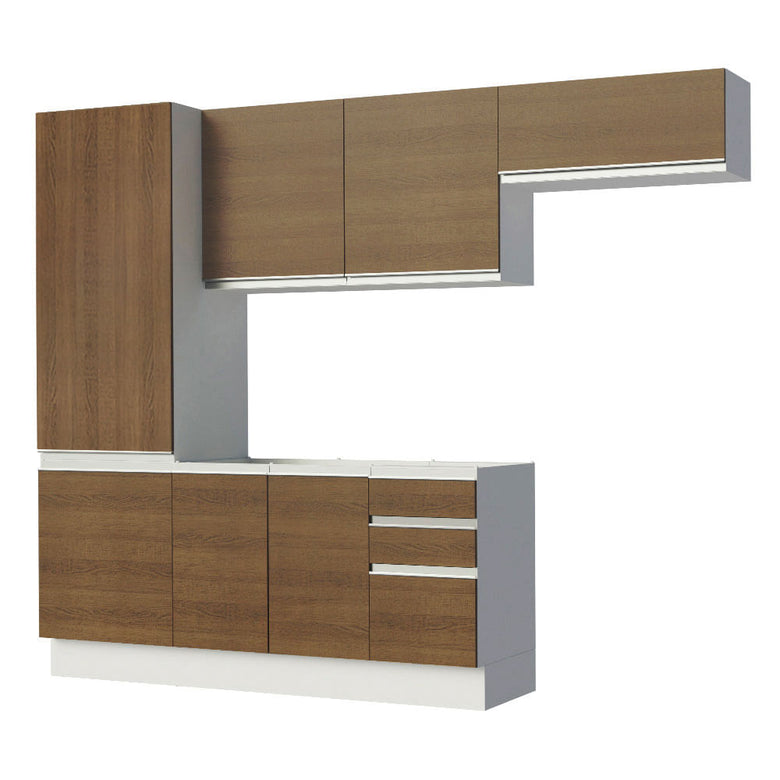 Armário de Cozinha Completa 100% MDF 260cm Branco/Rustic Acordes Madesa XA02